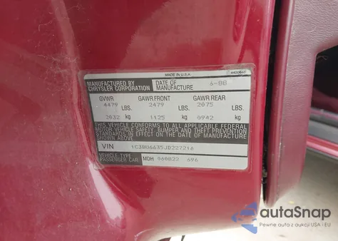 1988 Chrysler New Yorker C-Body Landau from USA, damaged, VIN 1C3BU6635JD227216